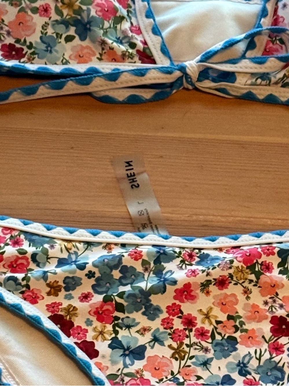 Bikini with Multicolor Floral Blue Trim - Picture 4 of 4